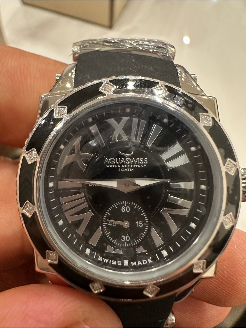 Aquaswiss Black Dial Silver Accents Men’s Watch